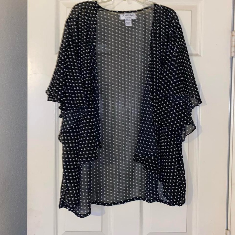NorthStyle Black and White Polka Dot Sheer Cover-Up
